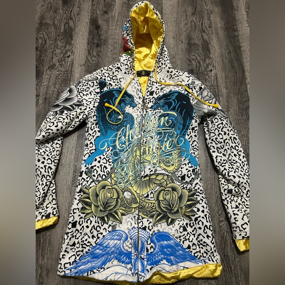 Christian Audigier Multicolor Graphic Hoodie Sweater